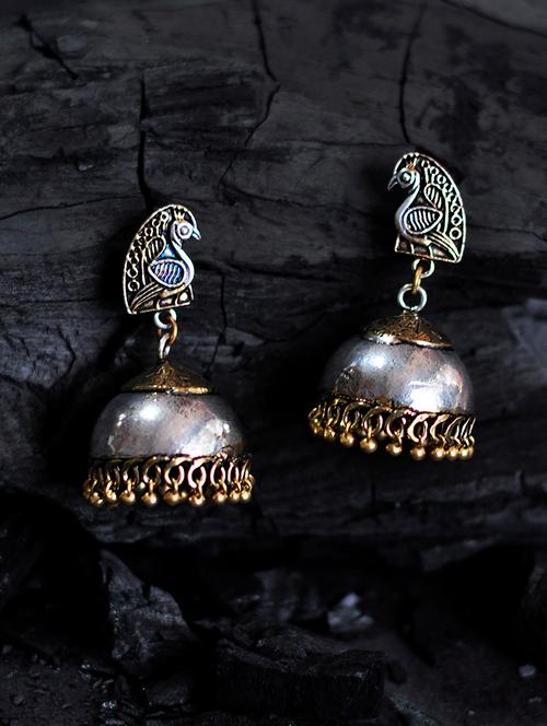 silver jhumka earring - 14813481 - Very Small Image - 1