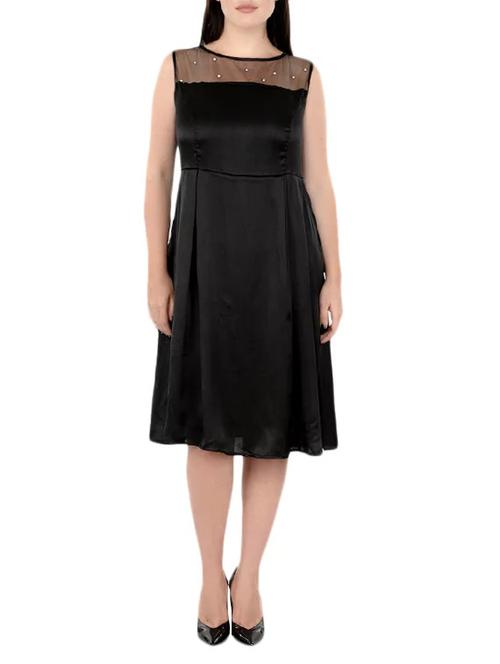 black solid fit & flare dress - 14815794 - Very Small Image - 1