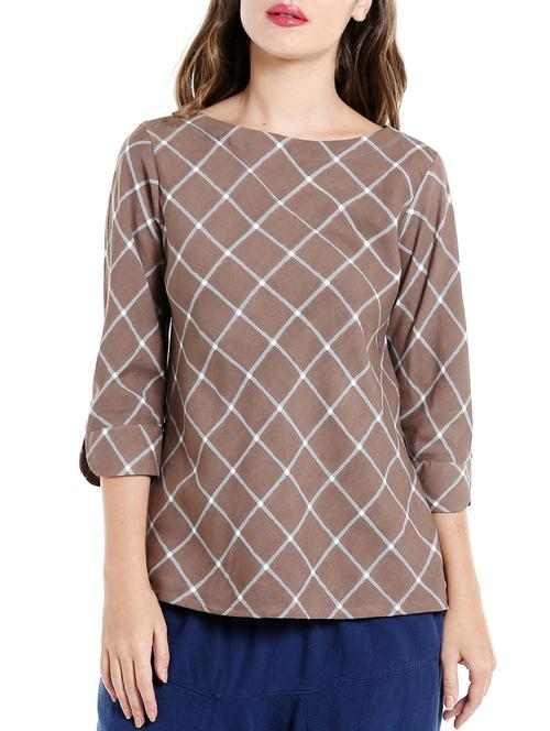 beige checkered top - 14816233 - Very Small Image - 1