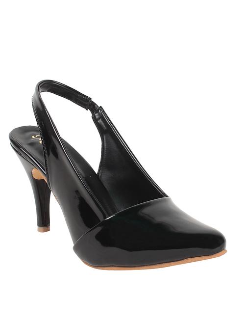 black faux leather back strap sandals - 14817469 - Very Small Image - 1