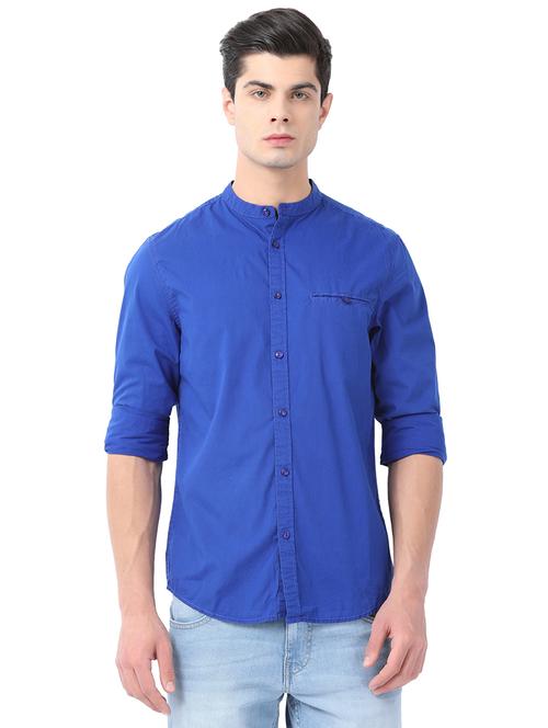 blue cotton casual shirt - 14841981 - Very Small Image - 1