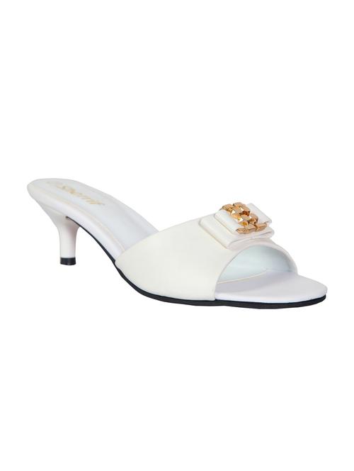 white faux leather slip on sandals - 14847959 - Very Small Image - 1