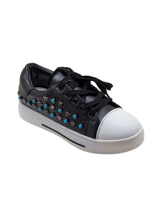 black leatherette plimsolls sneakers - 14853453 - Very Small Image - 1