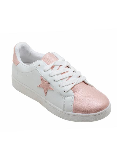 white leatherette laceup sneakers - 14853456 - Very Small Image - 1