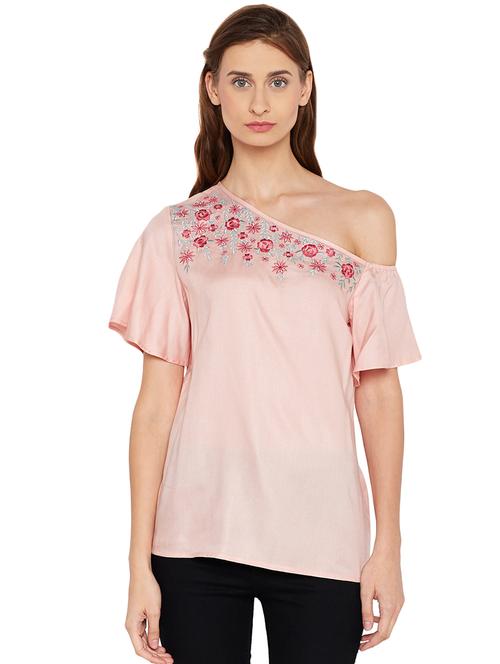 floral embroidered single shoulder top - 14856239 - Very Small Image - 1