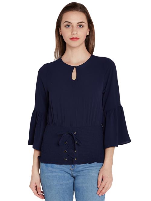 smocked criss-cross detail top - 14856241 - Very Small Image - 1