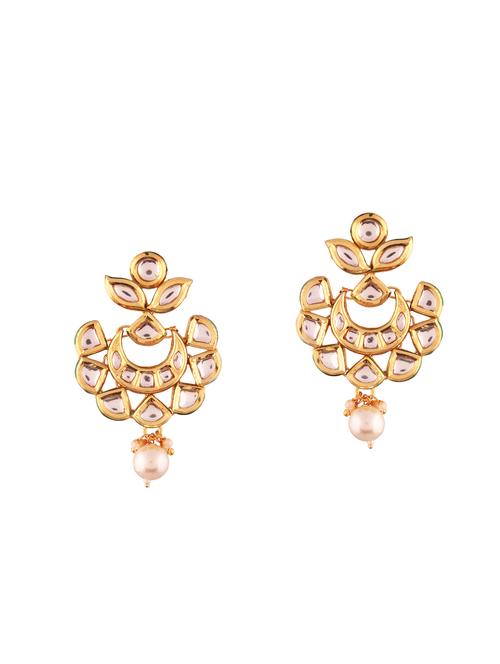 white gold tone kundan earrings - 14857503 - Very Small Image - 1