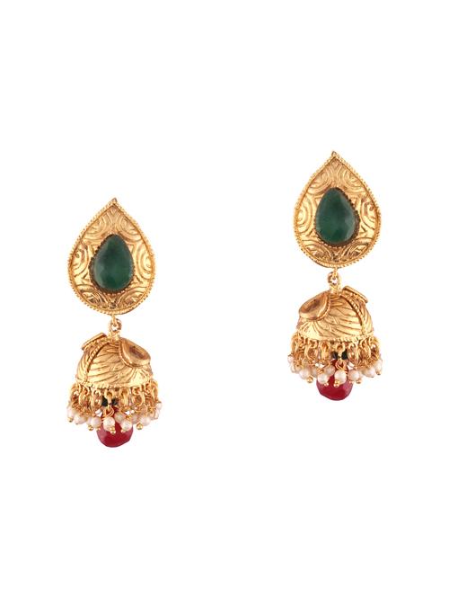 multi colored brass jhumka earrings - 14857520 - Very Small Image - 1