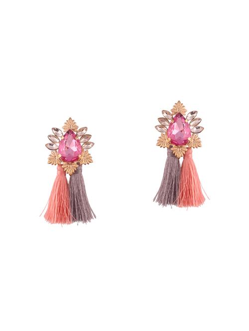 multi colored brass tassel earrings - 14860633 - Very Small Image - 1