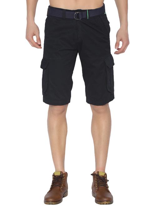 navy blue solid bermuda shorts - 14863555 - Very Small Image - 1