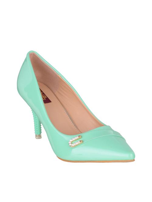 green faux leather slip on pumps - 14865255 - Very Small Image - 1