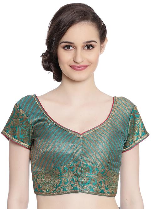 fuchsia designs green brocade blouse - 14865456 - Very Small Image - 1