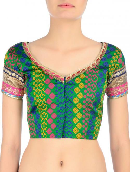 fuchsia designs green brocade blouse - 14865465 - Very Small Image - 1