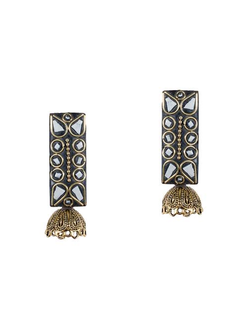 white brass jhumka earrings - 14868262 - Very Small Image - 1
