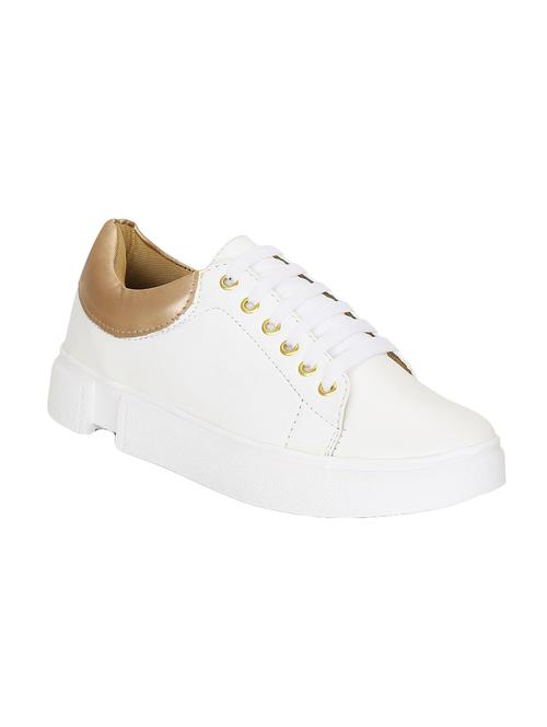 white faux leather laceup sneakers - 14871909 - Very Small Image - 1
