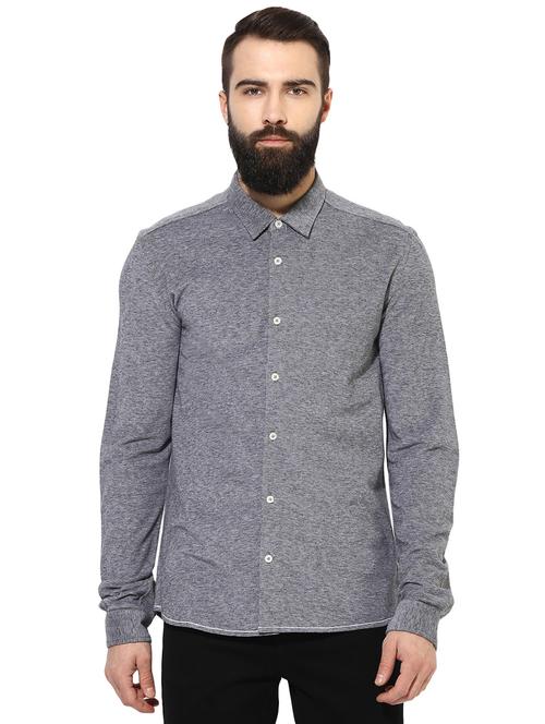 grey cotton casual shirt - 14880121 - Very Small Image - 1