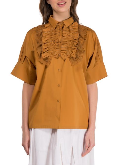 yellow cotton ruffled shirt - 14886801 - Very Small Image - 1