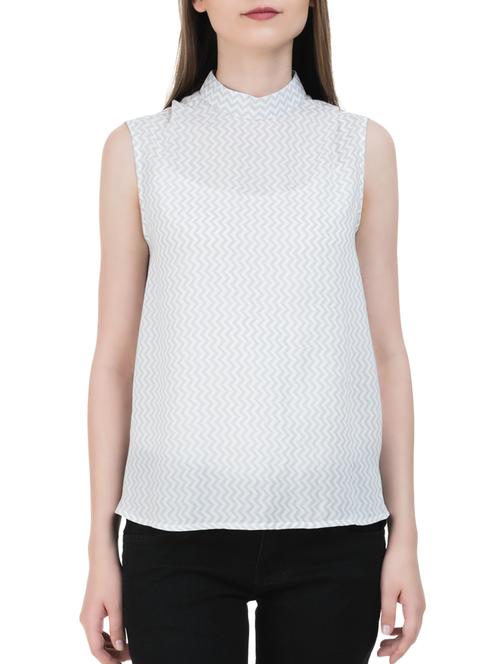 mock neck chevron sleeveless top - 14896460 - Very Small Image - 1