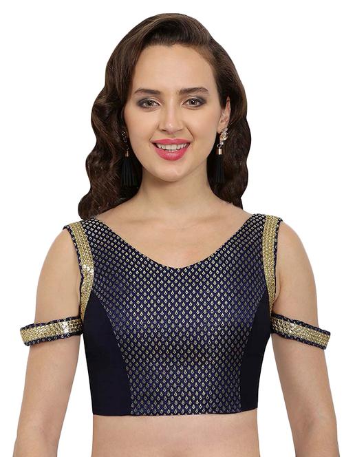 blue dupion brocade blouse - 14896495 - Very Small Image - 1