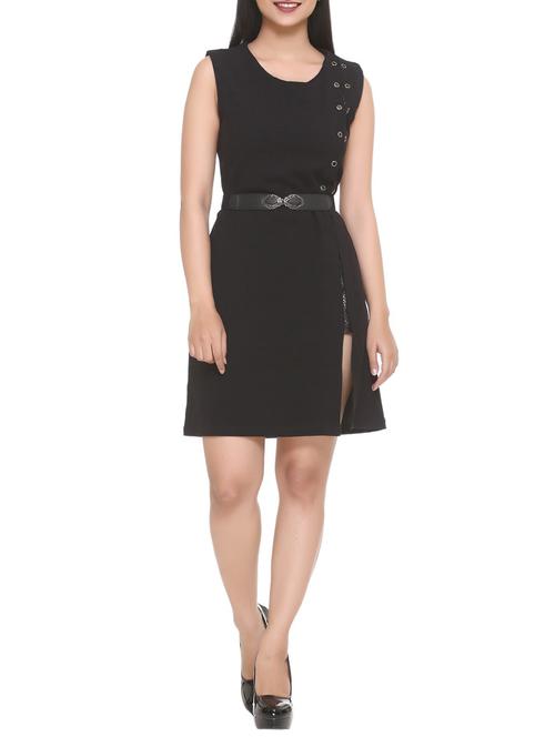 solid black belted dress - 14903632 - Very Small Image - 1