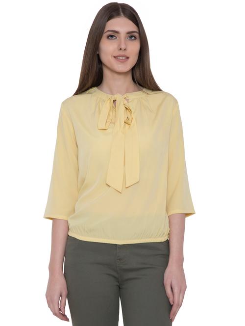 yellow solid blouson top - 14914656 - Very Small Image - 1