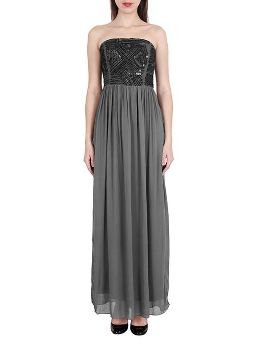 grey off shoulder gown dress - 14919793 - Very Small Image - 1
