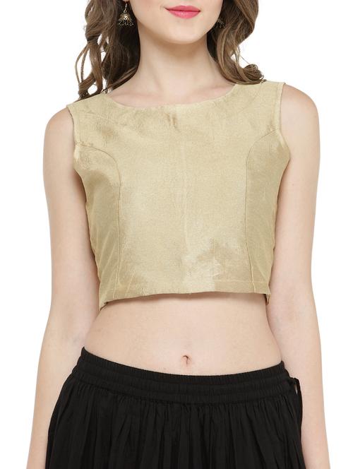 gold pure silk crop top - 14921215 - Very Small Image - 1