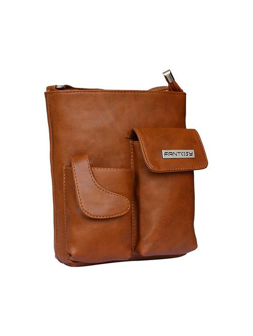 tan leatherette regular sling bag - 14921818 - Very Small Image - 1