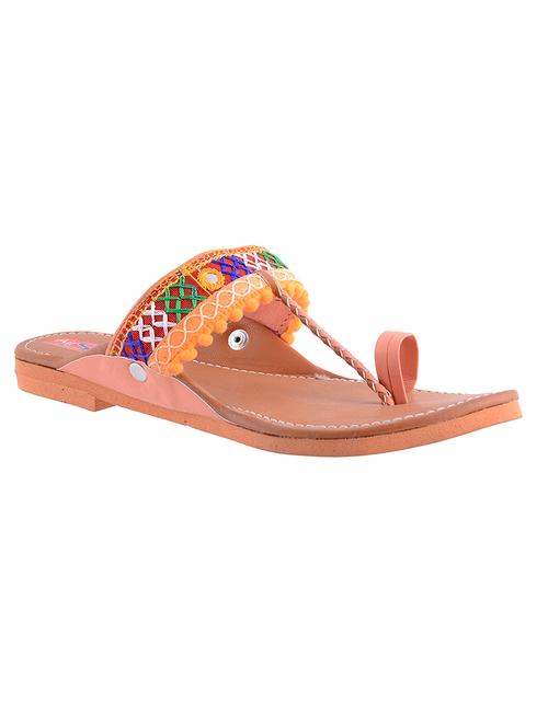 orange fabric ethnic kolhapuris - 14924735 - Very Small Image - 1