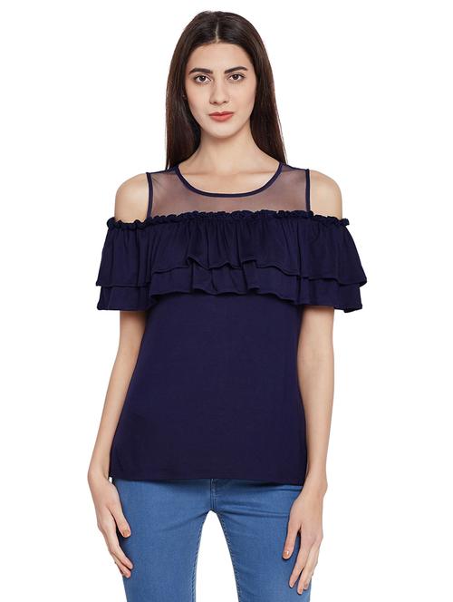cold shoulder ruffled top - 14929650 - Very Small Image - 1