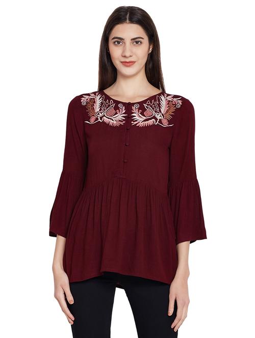 bell sleeved embroidered top - 14929652 - Very Small Image - 1