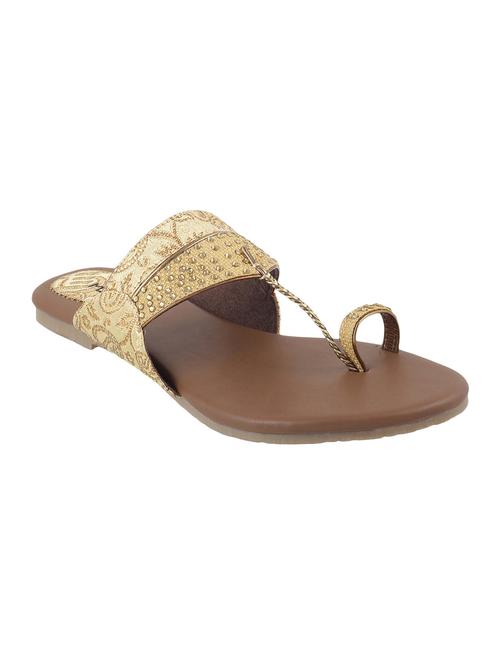 gold one toe kolhapuri - 14949254 - Very Small Image - 1