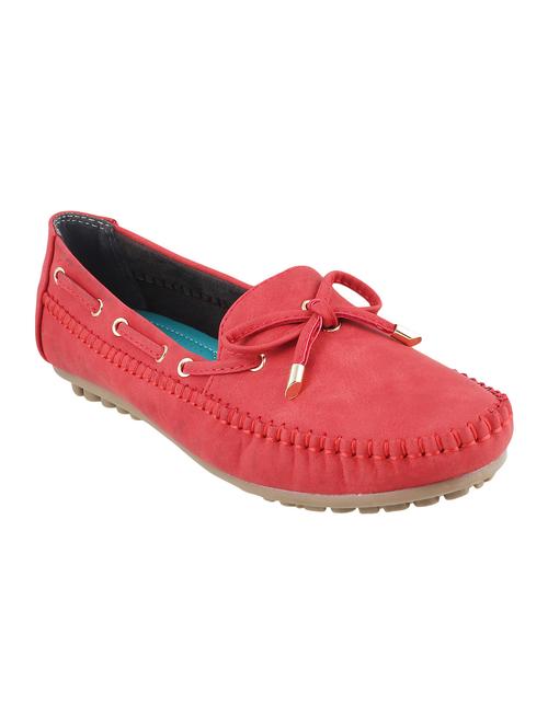 red faux leather slip on loafers - 14949565 - Very Small Image - 1