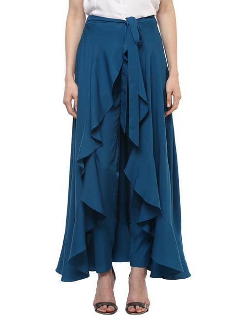 navy blue ruffled palazzo - 14965349 - Very Small Image - 1