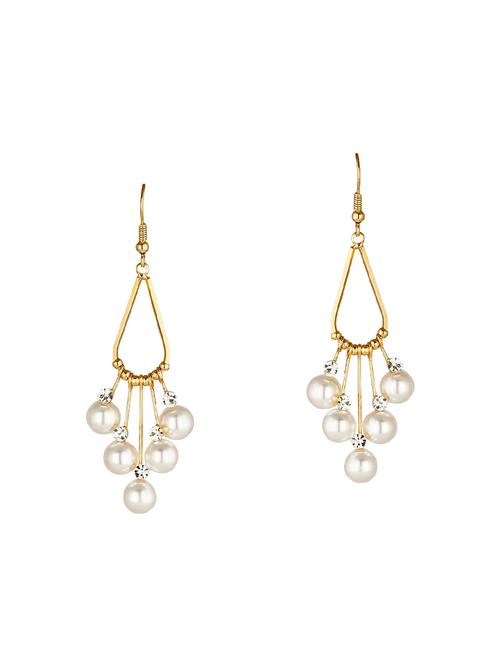 white colored gold plated drop earrings - 14965359 - Very Small Image - 1