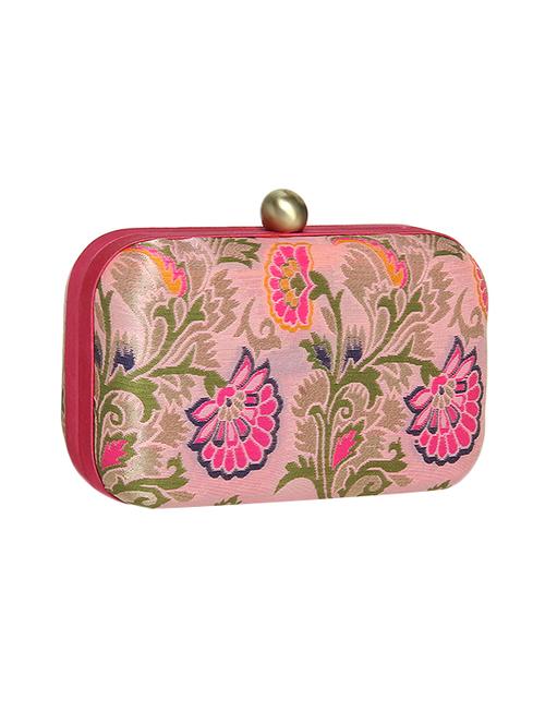 pink silk box clutch - 14974369 - Very Small Image - 1