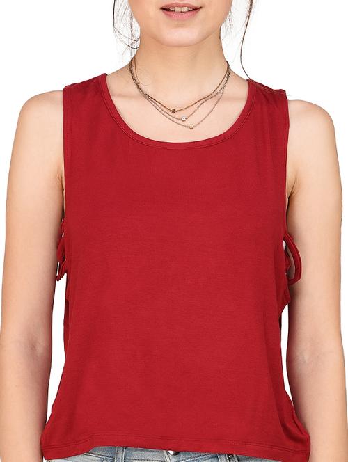 maroon solid viscose tank top - 14979619 - Very Small Image - 1