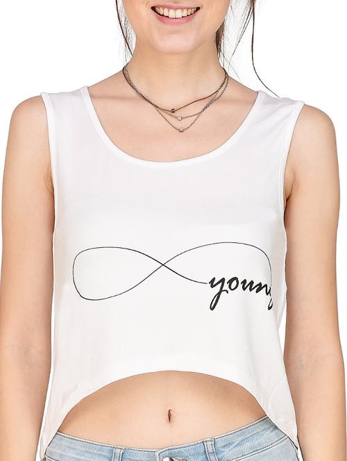 white viscose printed crop top - 14979635 - Very Small Image - 1