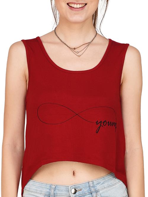 maroon viscose printed crop top - 14979636 - Very Small Image - 1