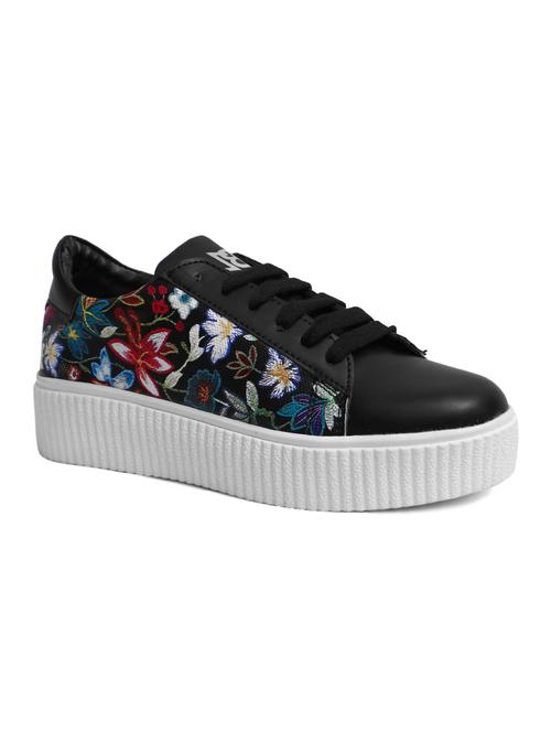 black leatherette laceup sneakers - 14993125 - Very Small Image - 1