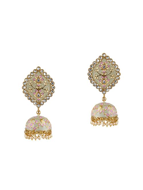 gold metal jhumka earrings - 15002244 - Very Small Image - 1