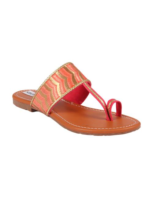 pink one toe kolhapuri - 15004019 - Very Small Image - 1