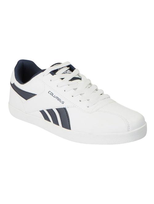 white leatherette lace up sneaker - 15005668 - Very Small Image - 1