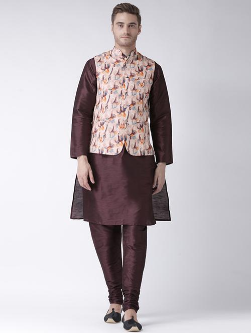 maroon polyester ethnic wear set - 15006051 - Very Small Image - 1