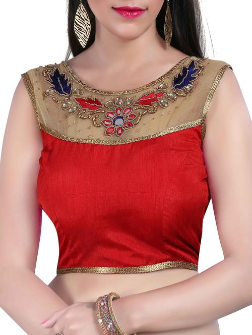 red embellished solid blouse - 15006902 - Very Small Image - 1
