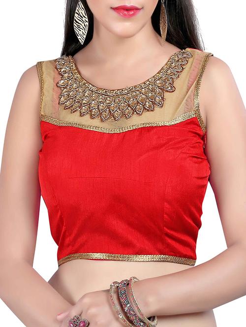 red embellished solid blouse - 15006907 - Very Small Image - 1
