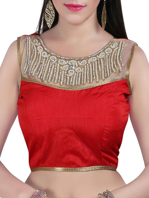 red embellished solid blouse - 15006913 - Very Small Image - 1