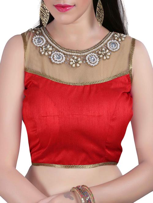 red embellished solid blouse - 15006918 - Very Small Image - 1