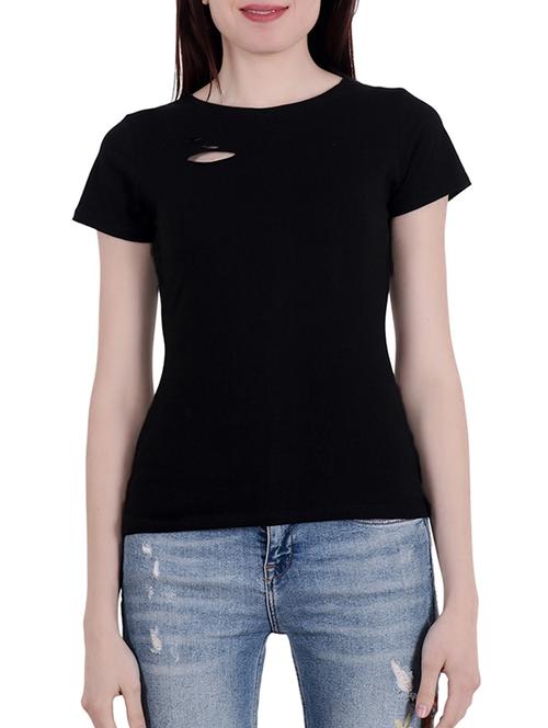 cation black cotton distressed top - 15009192 - Very Small Image - 1
