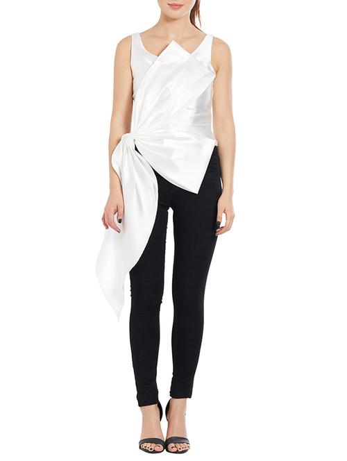 white satin wrap top - 15012103 - Very Small Image - 1